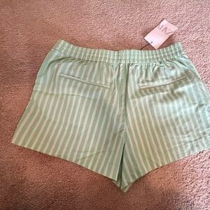 NWT Zara Light Green Cotton Striped Women's Shorts